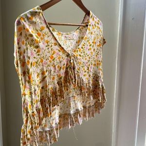 Urban outfitters peach blouse with ruffles